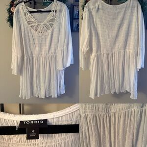 Torrid White Textured Blouse